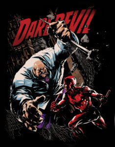 This is an illustration of Daredevil battling Kingpin, by Christopher Huizar.
